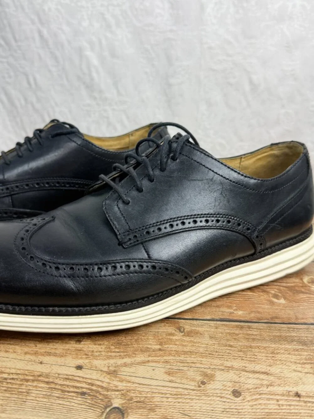 Cole Haan Men's 13 Black Leather Wingtip Oxford Brogue Dress Shoes OriginalGrand
